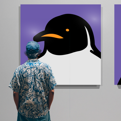 Penguin portrait violet
