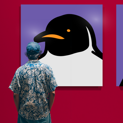 Penguin portrait violet