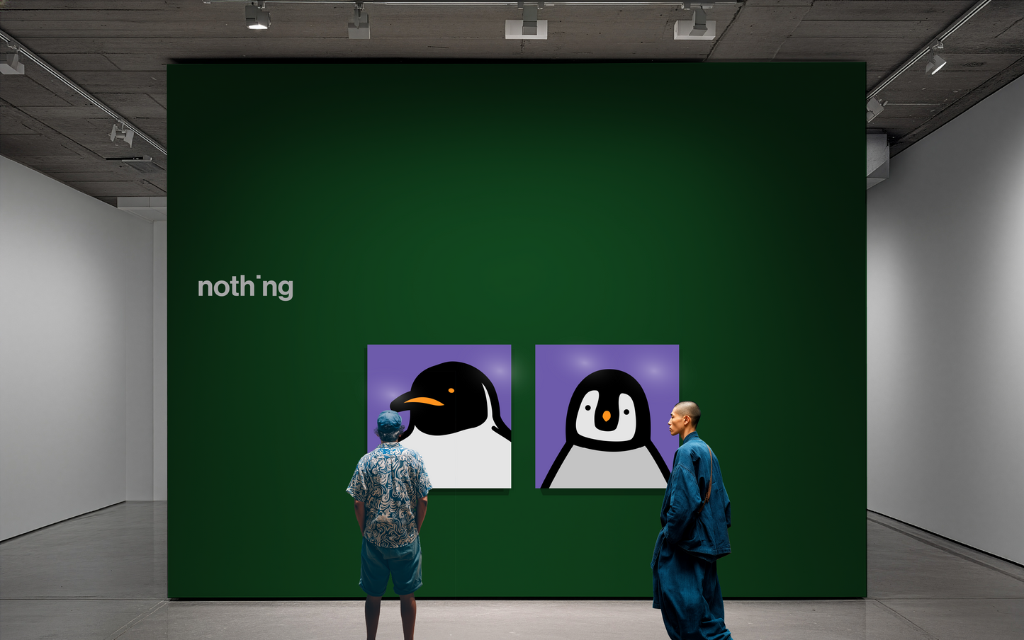 Penguin portrait, chick, purple