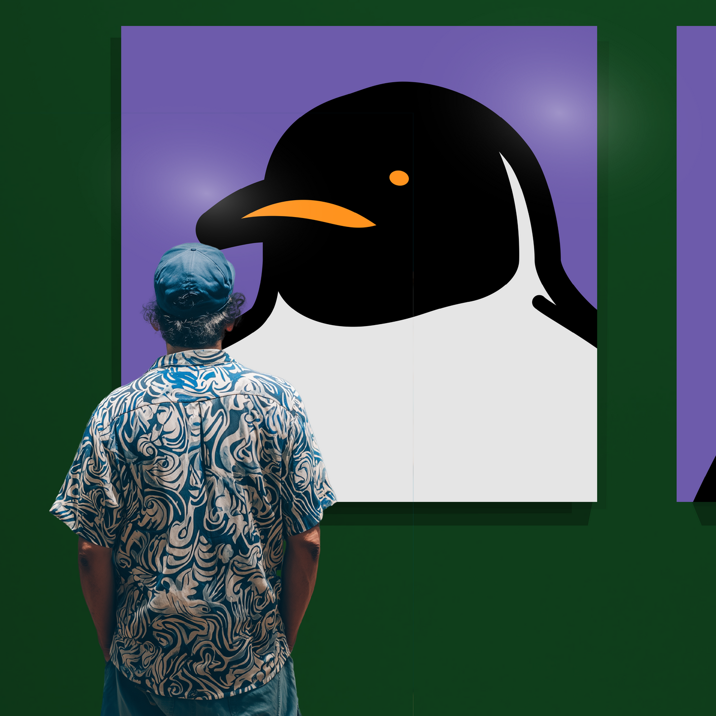 Penguin portrait violet