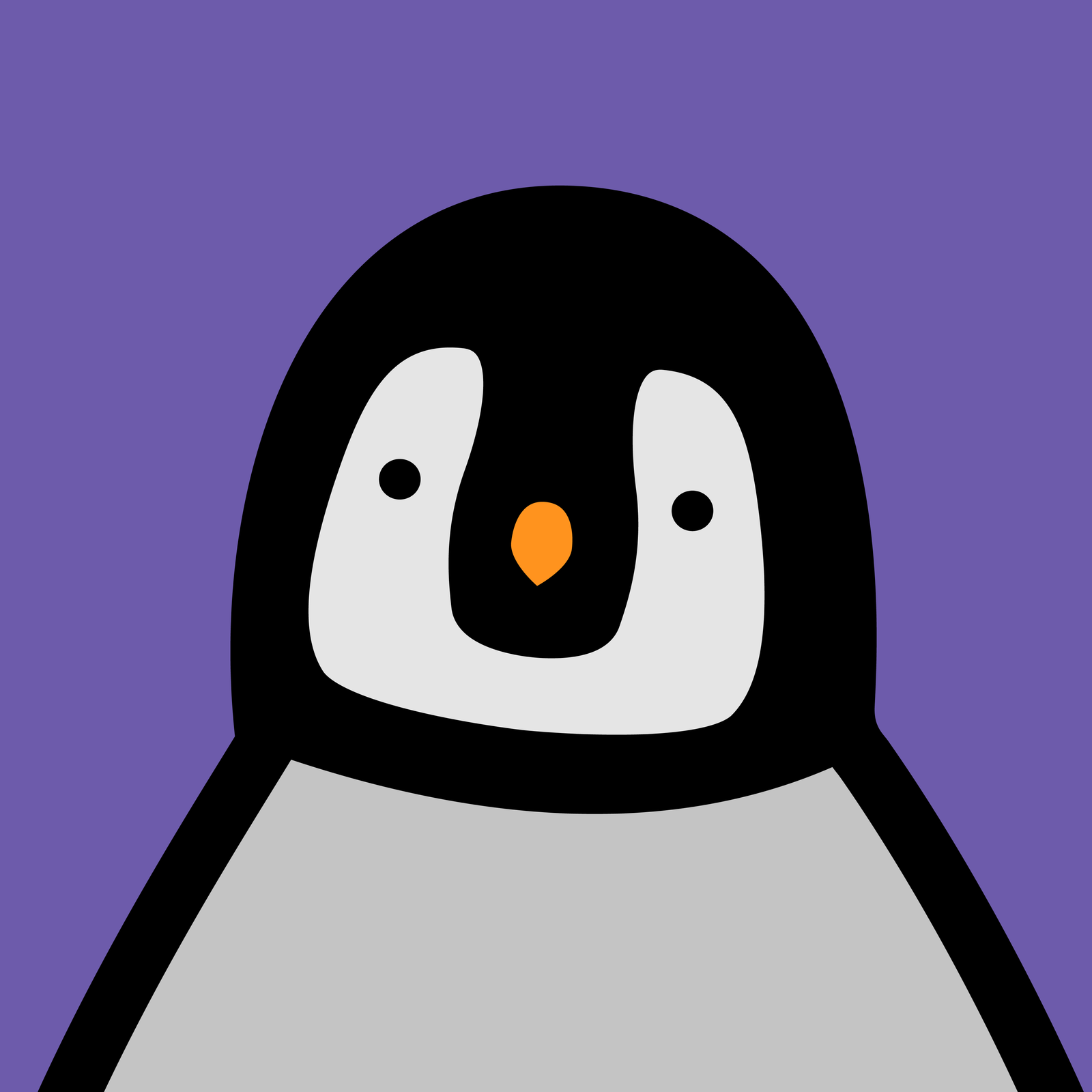 Penguin portrait, chick, purple
