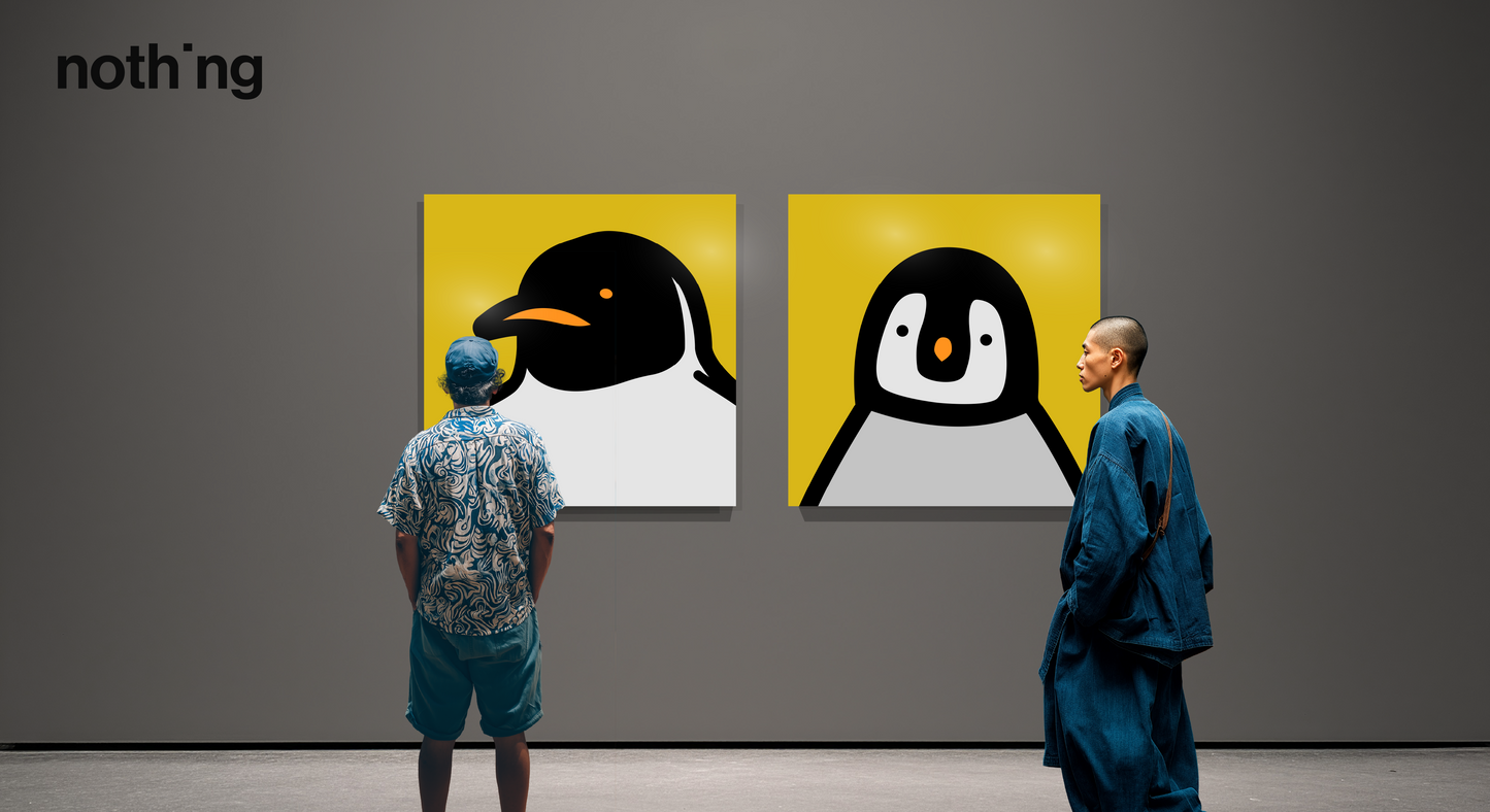 Penguin portrait chick yellow