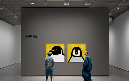 Penguin portrait chick yellow