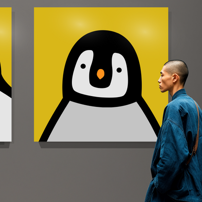 Penguin portrait chick yellow