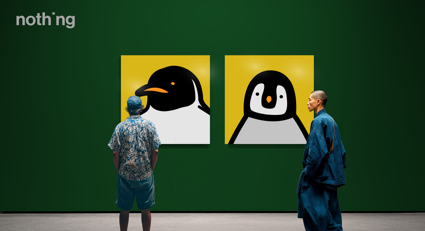 Penguin portrait chick yellow