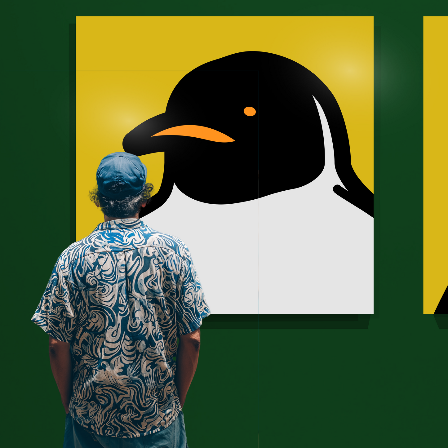 Penguin portrait yellow