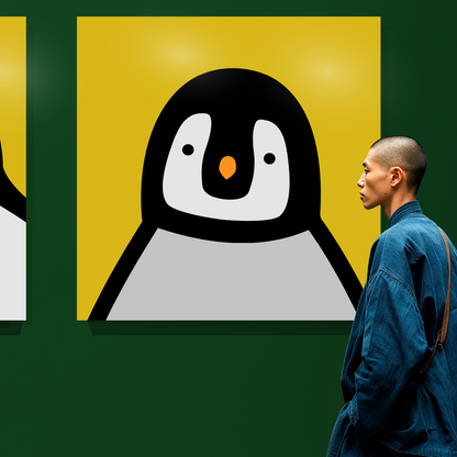 Penguin portrait chick yellow