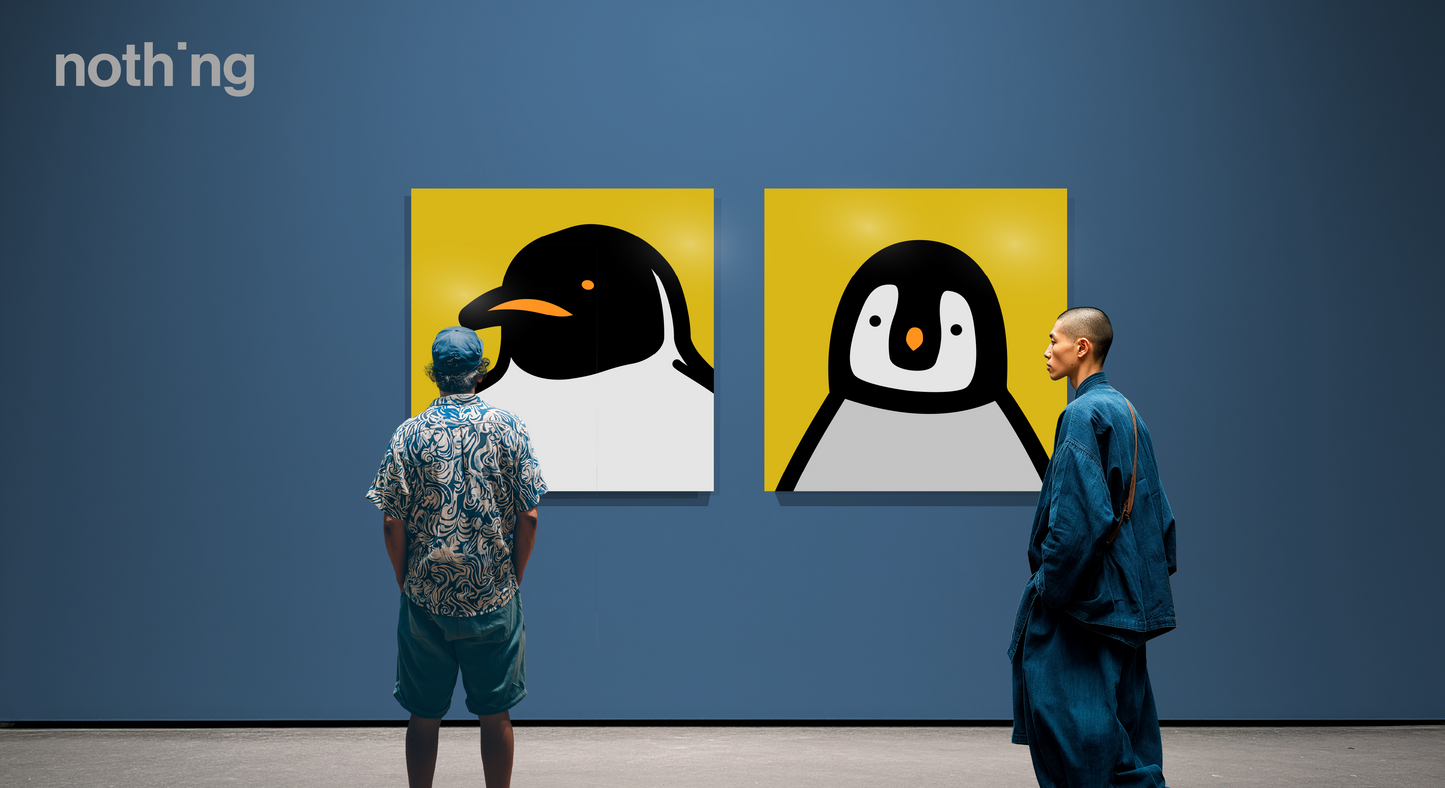 Penguin portrait chick yellow