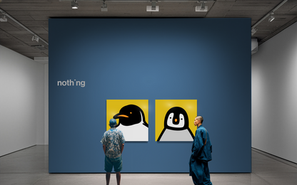 Penguin portrait chick yellow