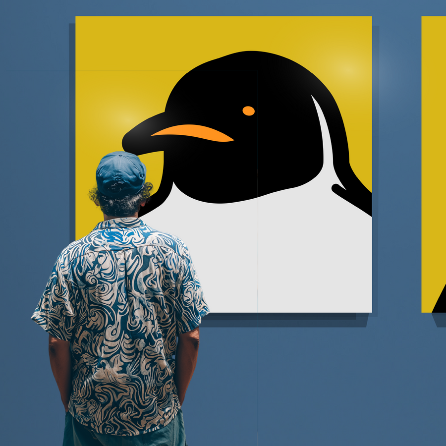 Penguin portrait yellow