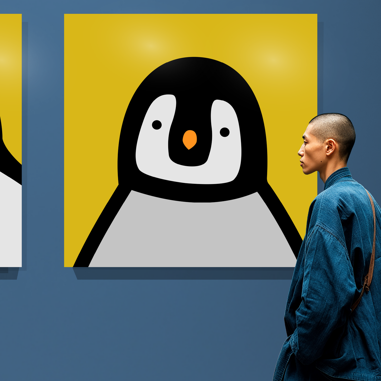 Penguin portrait chick yellow