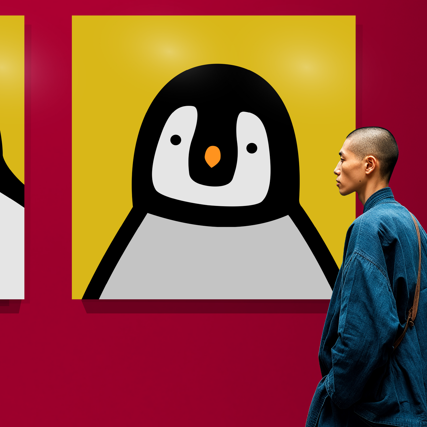 Penguin portrait chick yellow